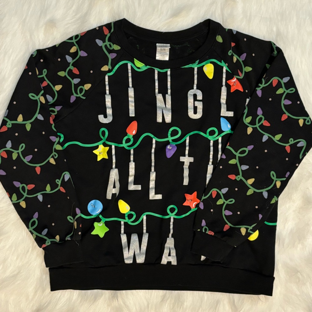 Christmas lights sweat shirt, size “xl” fits like medium.
